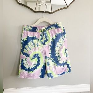 Cat & Jack Boys Size Small Tie Dye Swimshorts Purple Blue Green